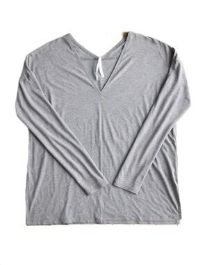 The Group Babaton Grey Long‑Sleeve V‑Neck Oversized Top Size Medium